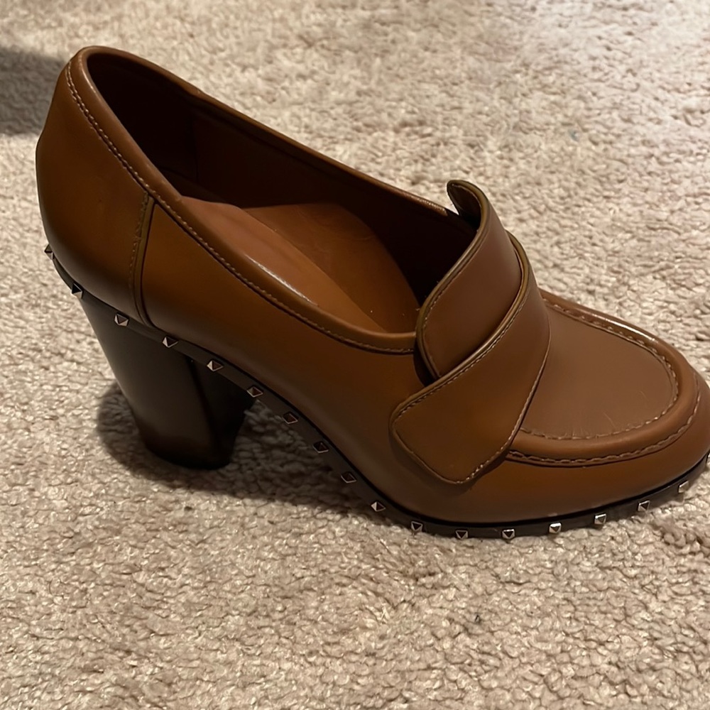 Valentino high heel loafers with gold studs